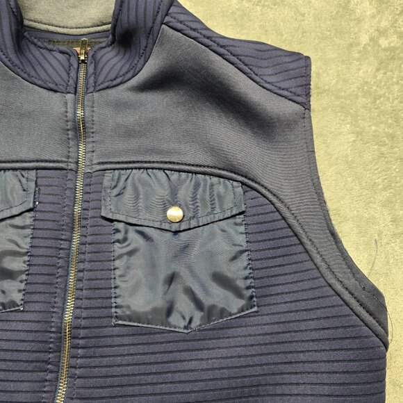 Richmarbert Full Zip Bomber Vest Jacket Mens XL Blue Zipper Pockets Sleeveless - Picture 4 of 13